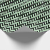 Mint-Green Faux Glitter & Black Ikat Chevron Cadeaupapier (Hoek)