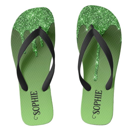 Mint Green Faux Glitter Teenslippers (Voetbed)