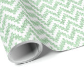Mint-Green Faux Glitter & White Ikat Chevron Cadeaupapier (Rol Hoek)