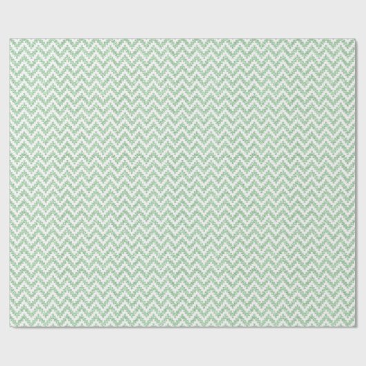 Mint-Green Faux Glitter & White Ikat Chevron Cadeaupapier (Vlak)