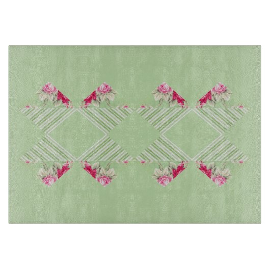 Mint Green Faux Patchwork Glass Cutting Boards Snijplank (Voorkant)