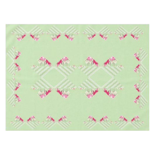 Mint Green Faux Patchwork Tablecloth Tafelkleed (Voorkant (Horizontaal))