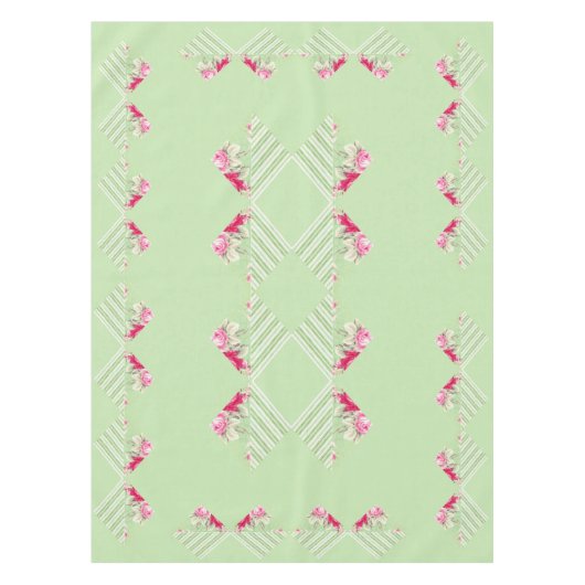 Mint Green Faux Patchwork Tablecloth Tafelkleed (Voorkant)