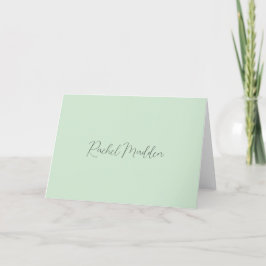 Mint Green Feminine Minimalist Script Custom Name Bedankkaart