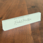 Mint Green Feminine Minimalist Script Custom Name Naambordje (Zijkant)