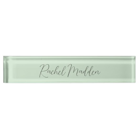 Mint Green Feminine Minimalist Script Custom Name Naambordje (Voorkant)