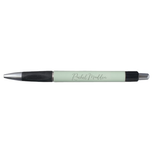 Mint Green Feminine Minimalist Script Custom Name Pen (Voorkant)