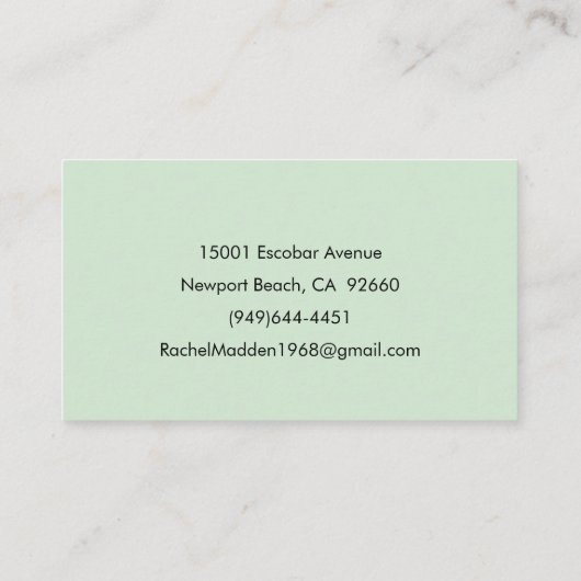 Mint Green Feminine Minimalist Script Custom Name Visitekaartje (Achterkant)