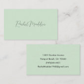 Mint Green Feminine Minimalist Script Custom Name Visitekaartje (Voorkant / Achterkant)