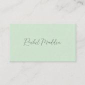 Mint Green Feminine Minimalist Script Custom Name Visitekaartje (Voorkant)