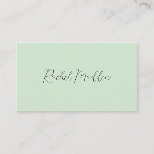 Mint Green Feminine Minimalist Script Custom Name Visitekaartje (Voorkant)