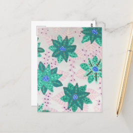 Mint Green Festive Floral Print Briefkaart