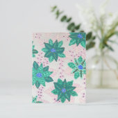 Mint Green Festive Floral Print Briefkaart (Staand voorkant)