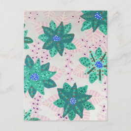 Mint Green Festive Floral Print Briefkaart