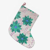 Mint Green Festive Floral Print Grote Kerstsok (Voorkant (Hangend))