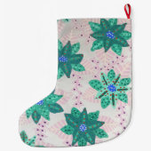 Mint Green Festive Floral Print Grote Kerstsok (Achterkant)