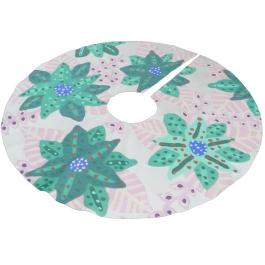 Mint Green Festive Floral Print Kerstboom Rok (Gekanteld)