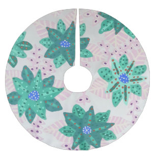 Mint Green Festive Floral Print Kerstboom Rok