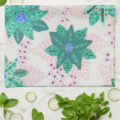 Mint Green Festive Floral Print Theedoek (Gevouwen)