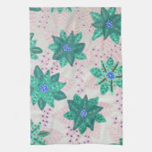 Mint Green Festive Floral Print Theedoek (Verticaal)