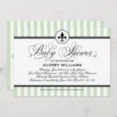  Mint Green Fleur de Lis Frans Baby shower Kaart (Voorkant / Achterkant)