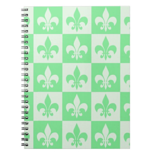 Mint Green Fleur de lis Notitieboek (Voorkant)