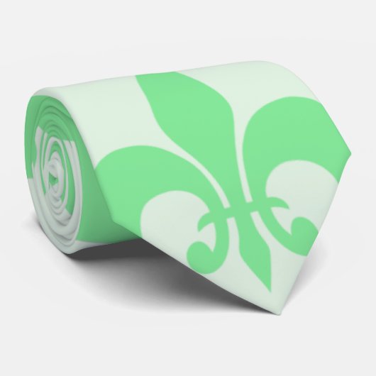 Mint Green Fleur de lis Stropdas (Opgerold)