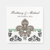 Mint Green Fleur de Lis Wedding Servetten (Voorkant)