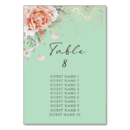 Mint Green Floral Aantal van de Lijst met de Namen Kaart