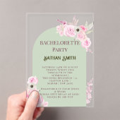 Mint Green Floral Arch Summer Bachelorette Party Acryl Uitnodigingen (Insitu (Draagbaar))