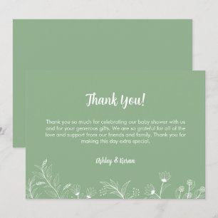 Mint Green Floral  Baby shower Bedankkaart