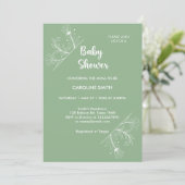 Mint Green Floral Baby shower Kaart (Staand voorkant)