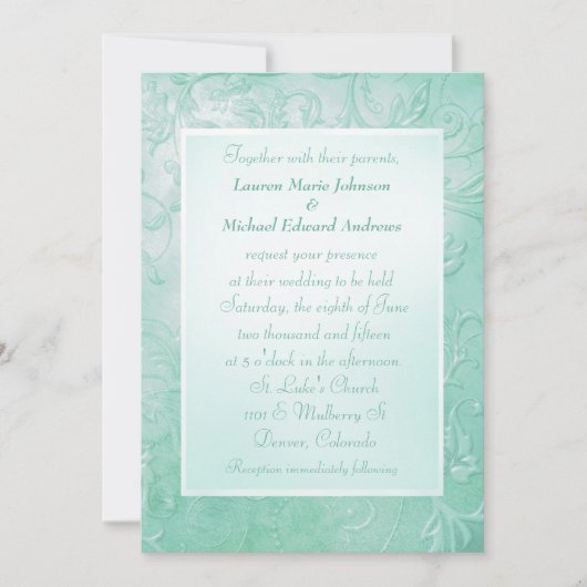Mint Green Floral Border Kaart (Voorkant)