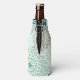 Mint Green Floral Bottle Cooler