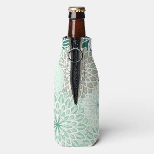Mint Green Floral Bottle Cooler (Fles Achterkant)
