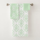 Mint Green Floral Damask Bath Towel Set Bad Handdoek (Insitu)