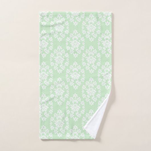 Mint Green Floral Damask Bath Towel Set Bad Handdoek (Handdoek)