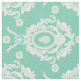 Mint Green Floral Damask Pattern Fabric Stof