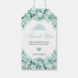 Mint Green Floral Dank u Labels Cadeaulabel