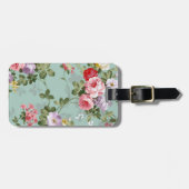  Mint Green Floral Design Bagagelabel (Voorkant horizontaal)