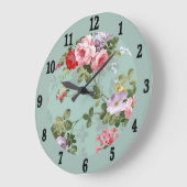  Mint Green Floral Design Grote Klok (Hoek)