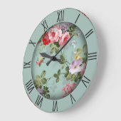  Mint Green Floral Design Roman Numeriek Grote Klok (Hoek)
