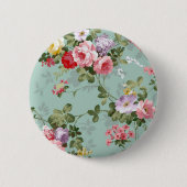  Mint Green Floral Design Ronde Button 5,7 Cm (Voorkant)
