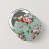 Mint Green Floral Design Ronde Button 5,7 Cm (Voorkant /achterkant)