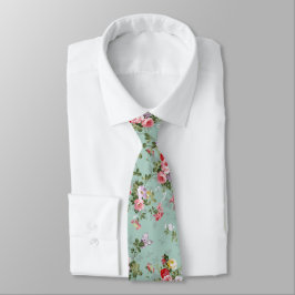  Mint Green Floral Design Stropdas