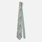 Mint Green Floral Design Stropdas (Voorkant)