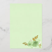 Mint Green Floral Dress Princess Quinceanera Gold Folie Uitnodiging (Achterkant)