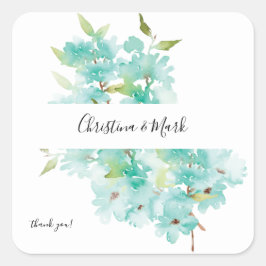 Mint Green Floral Hartelijk dank Vierkante Sticker