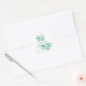 Mint Green Floral Hartelijk dank Vierkante Sticker (Envelop)