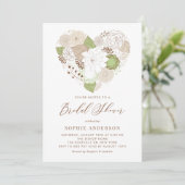 Mint Green Floral Heart Bridal Shower Kaart (Staand voorkant)